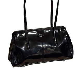 Elegant Black Patent Leather ALFANI Small Women's Handbag Purse Bag